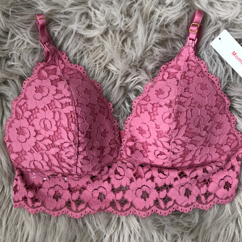 COPY - Wire Free Lined Nursing Lace Bralette Racerback